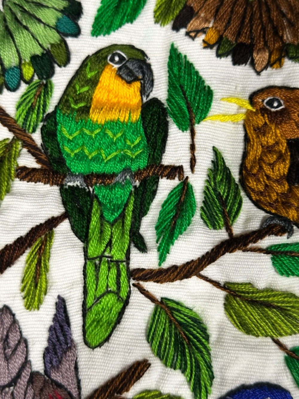Vintage Hand Embroidered Guatemalan Bird Textile | Santiago Atitlán Folk Art - Picture 4 of 8